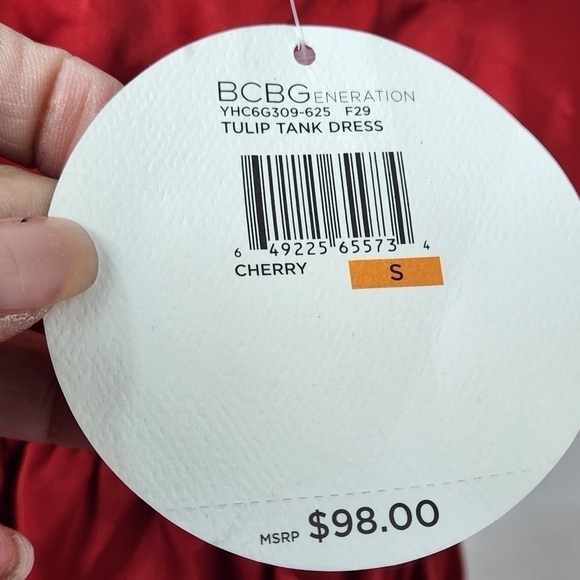 BCBG Red Mini Satin Pockets Empire Waist Thick Strap Dress Sz S - Picture 11 of 12